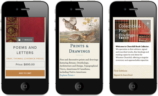 Three Phones with bookstore examples