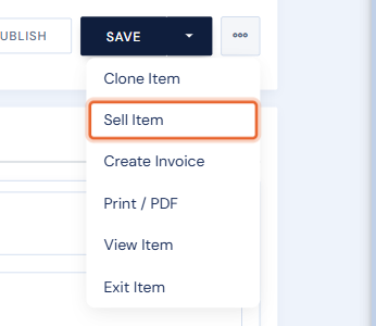 The edit page ... menu with Sell Item highlighted